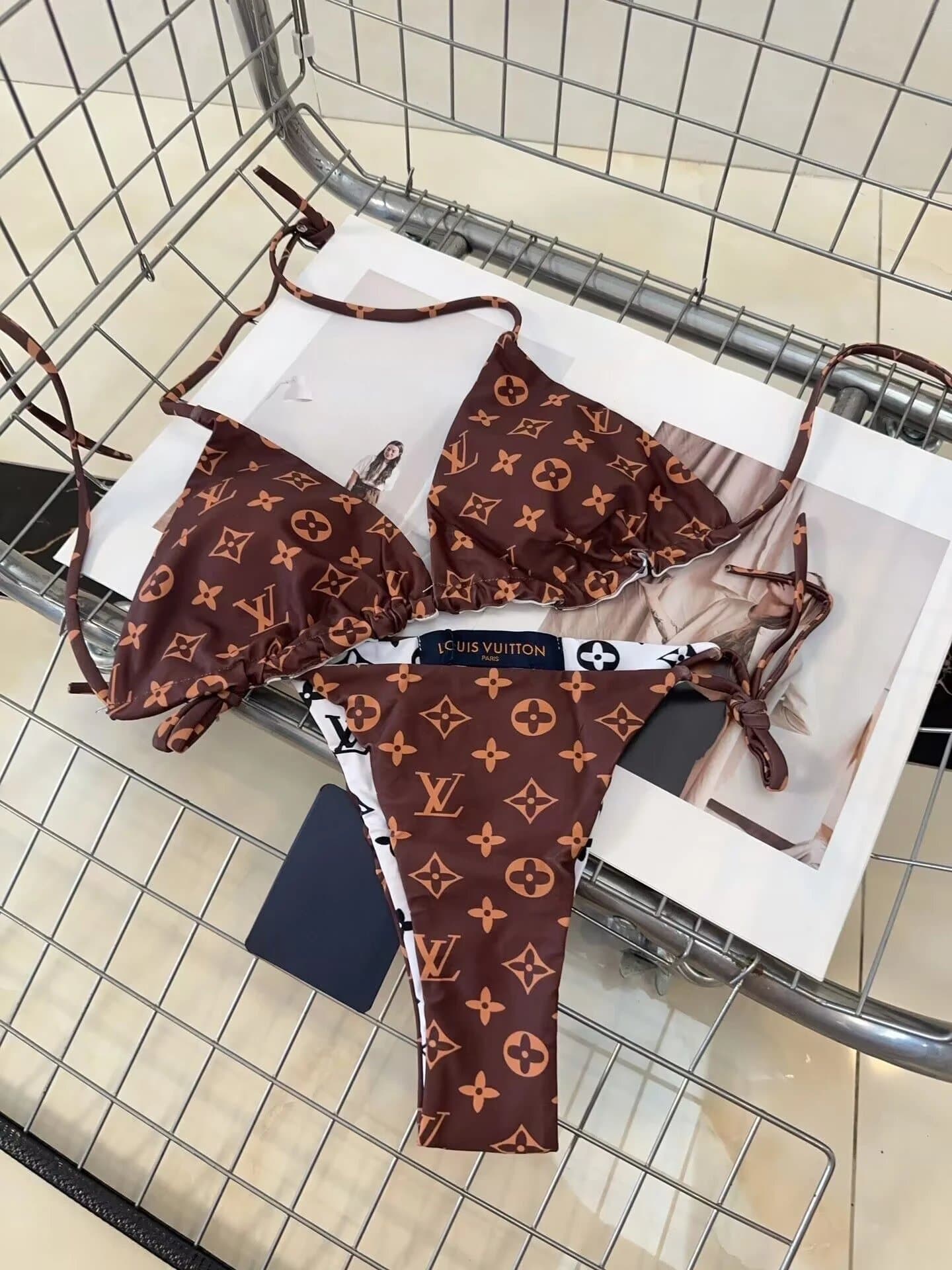 Louis Vuitton Monogram Bikini Set Brown Orange