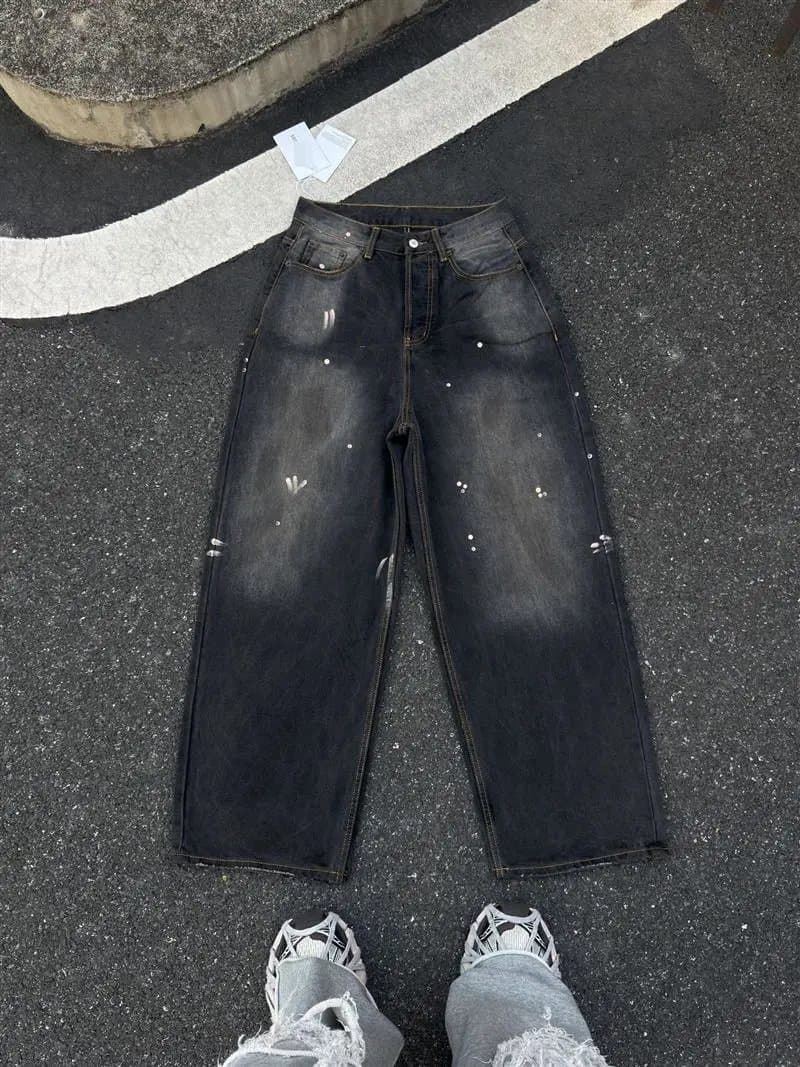 Levi's Wide-Leg Jeans Distressed Paint-Splatter