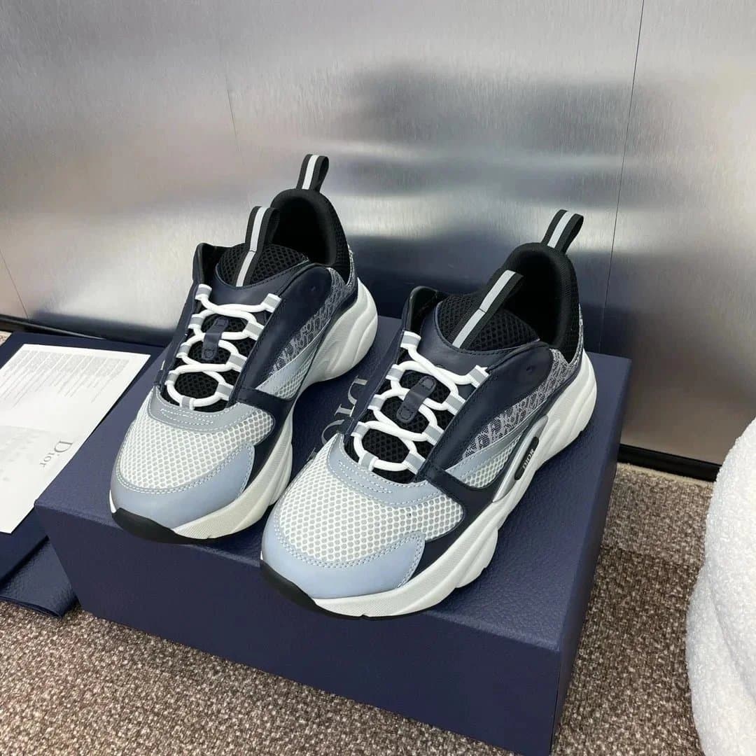 Dior B23 Low Navy Grey Mesh — 081202250