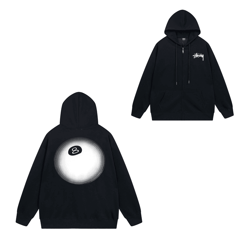 Stüssy Zip-Up Hoodie 8-Ball Graphic