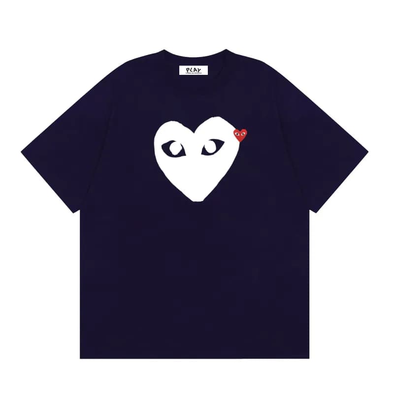 Comme des Garçons Heart Logo T-Shirt Light Blue with Red Heart — 19 navy blue
