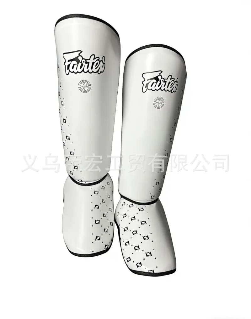 Shin Guards White with Black Logo