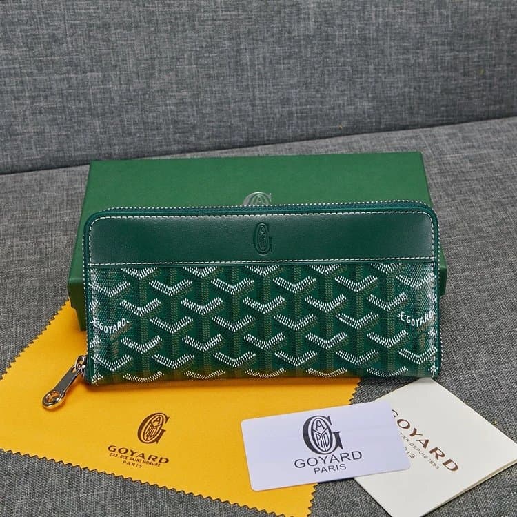 Goyard Bifold Wallet Chevron Pattern — 款式4绿色