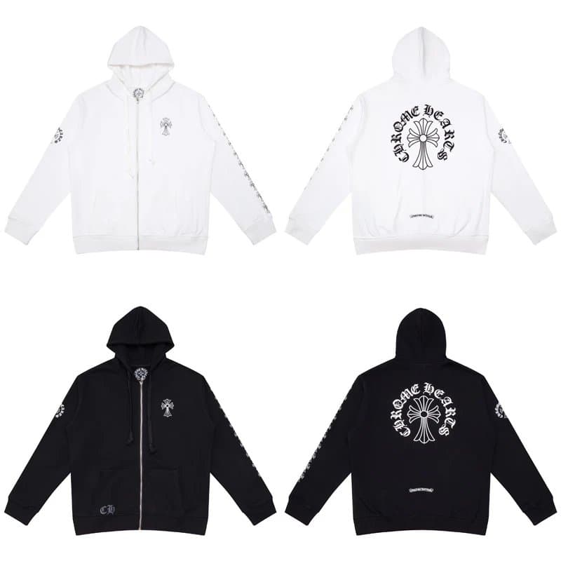 Chrome Hearts Zip-Up Hoodie Cross Logo