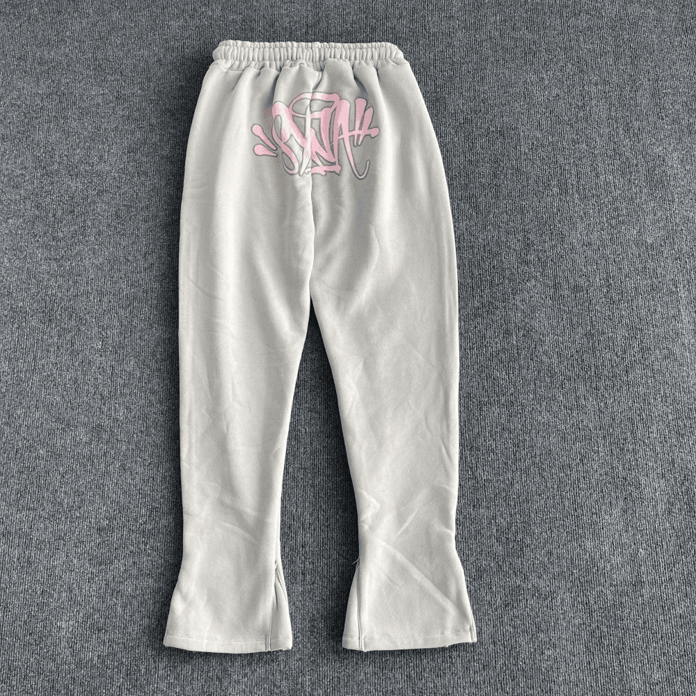 Sp5der Sweatpants Graffiti Logo — T03-长裤【灰印粉】