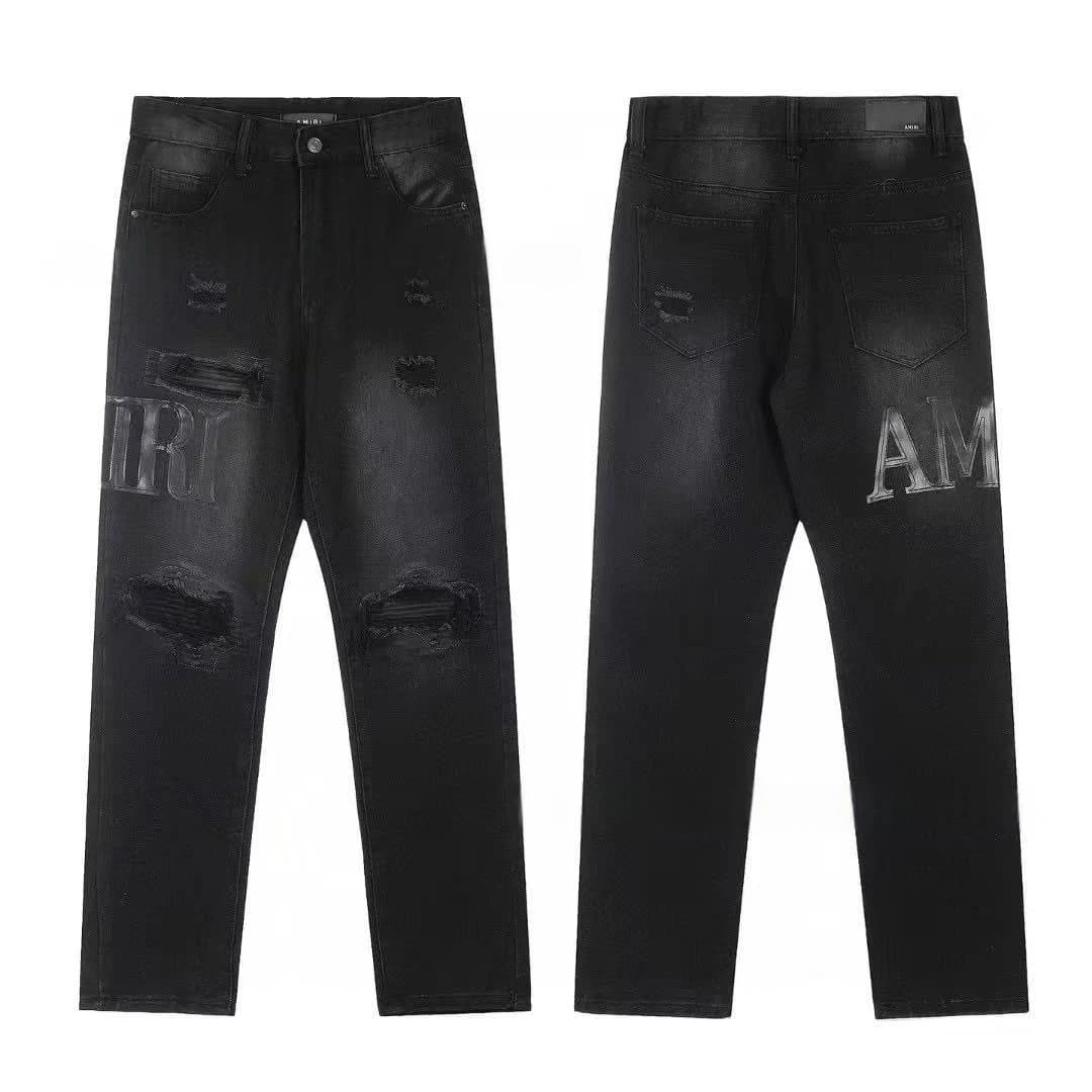 Amiri Distressed Logo Jeans Black Wash