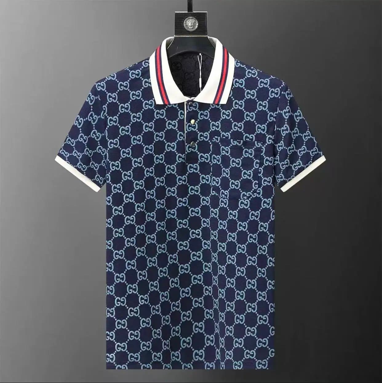 Moncler Polo Shirt Contrast Trim — 30074蓝色