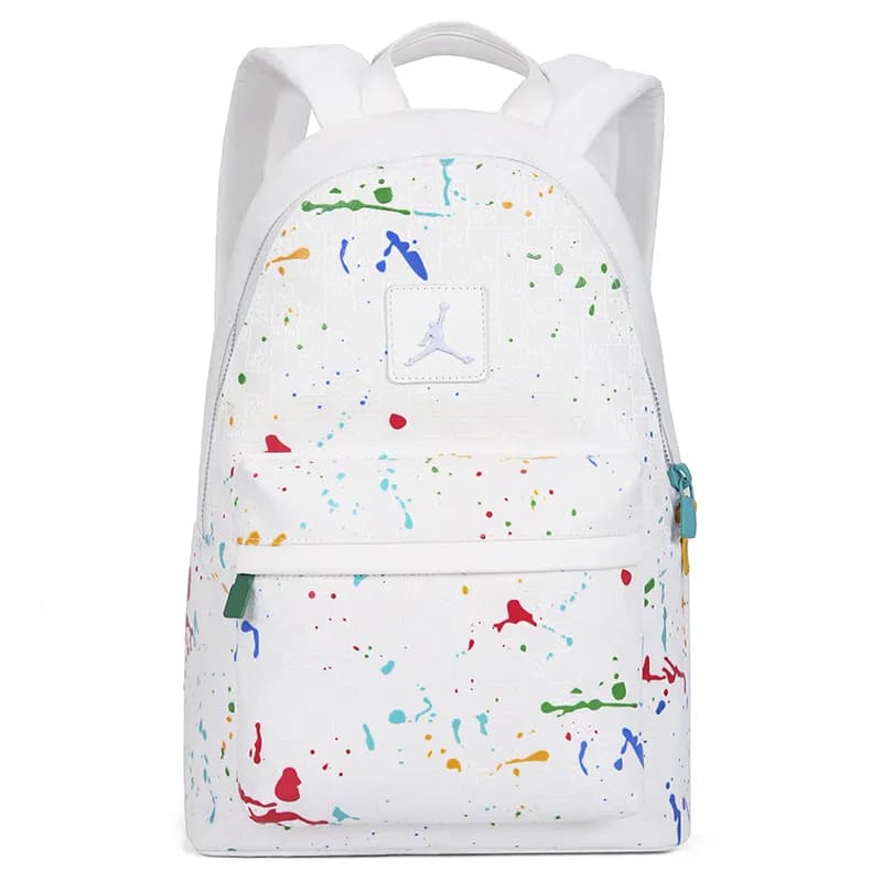 Fendi Double-Zip Backpack Monogram Denim — 泼墨白色