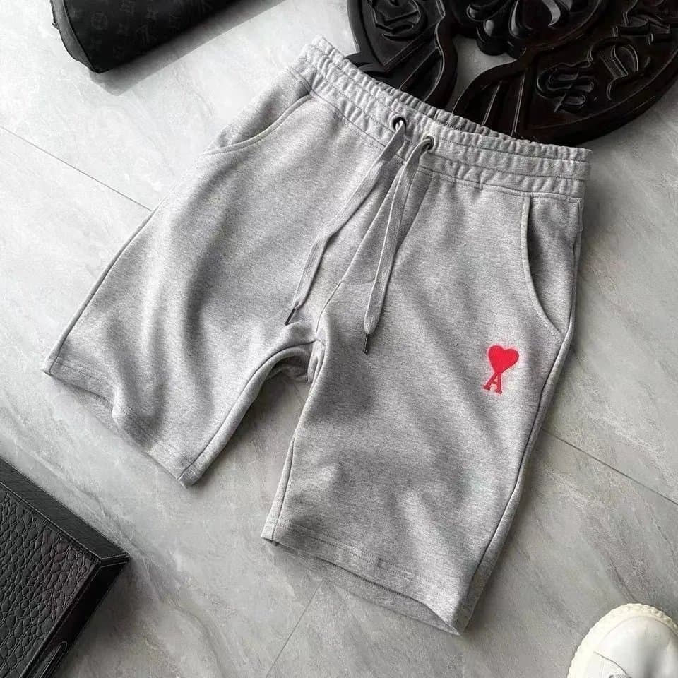 Amiri Heart Logo Shorts Red Heart Embroidery