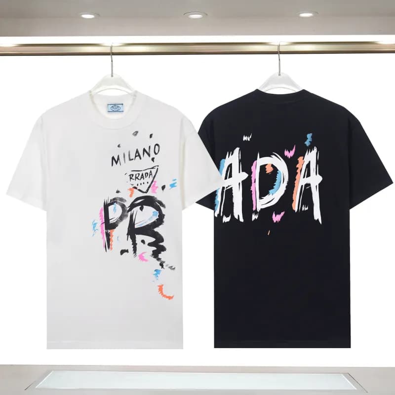 Prada Cotton T-Shirt Triangle Logo Pocket — 860 black