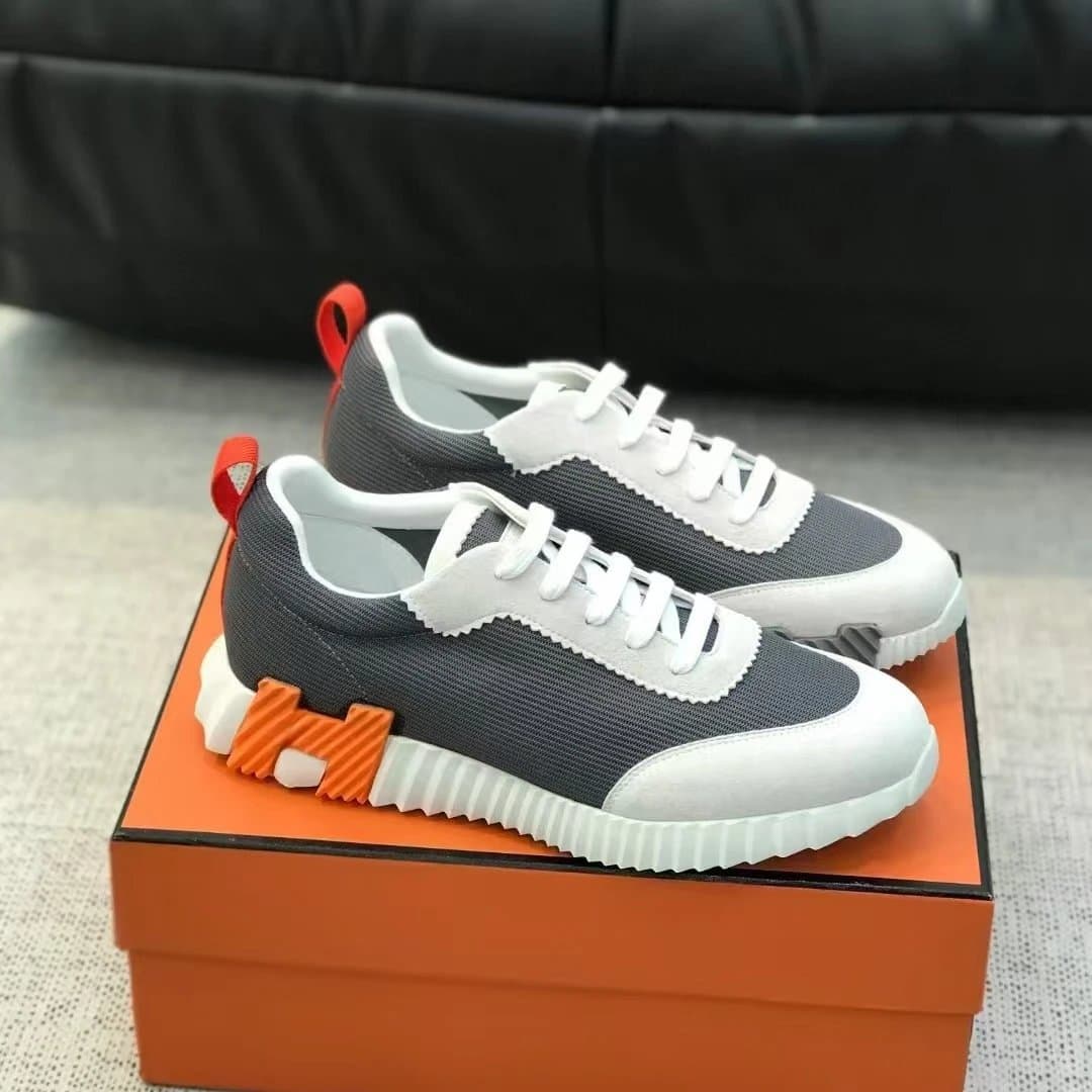 Hermès H-Stripes Sneaker Grey White Orange