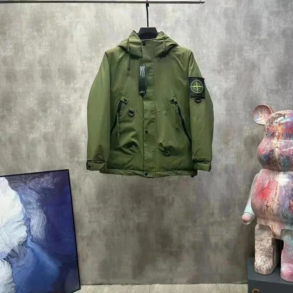 Stone Island Hooded Jacket Olive Green