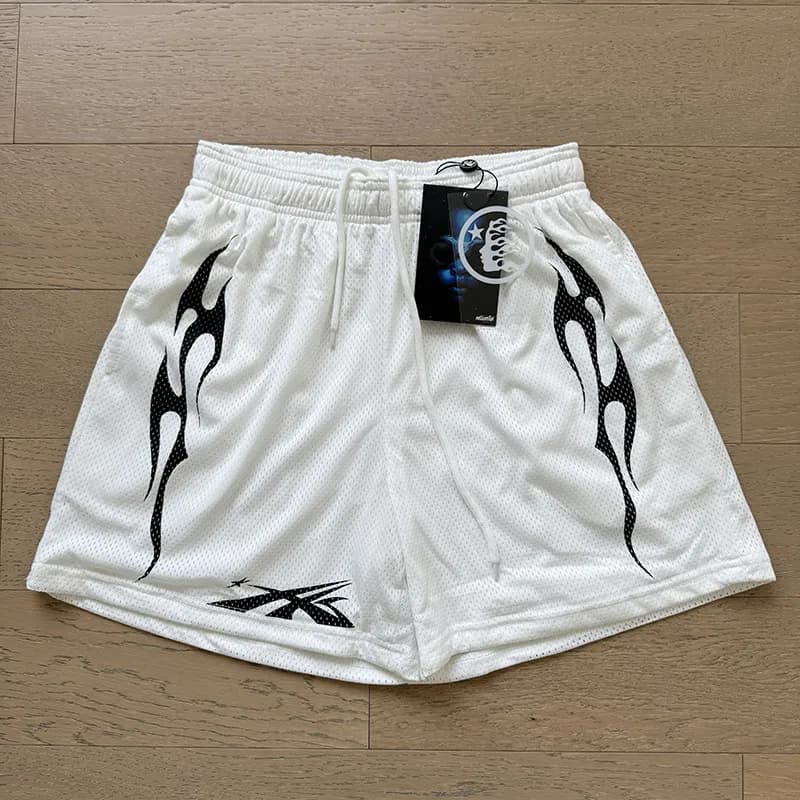Hellstar Graphic Sweat Shorts Flame Logo — 766白色-网眼