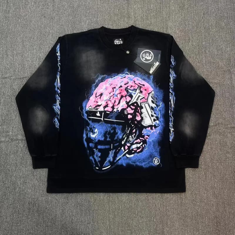 Hellstar Long Sleeve Tee Brain Helmet Graphic