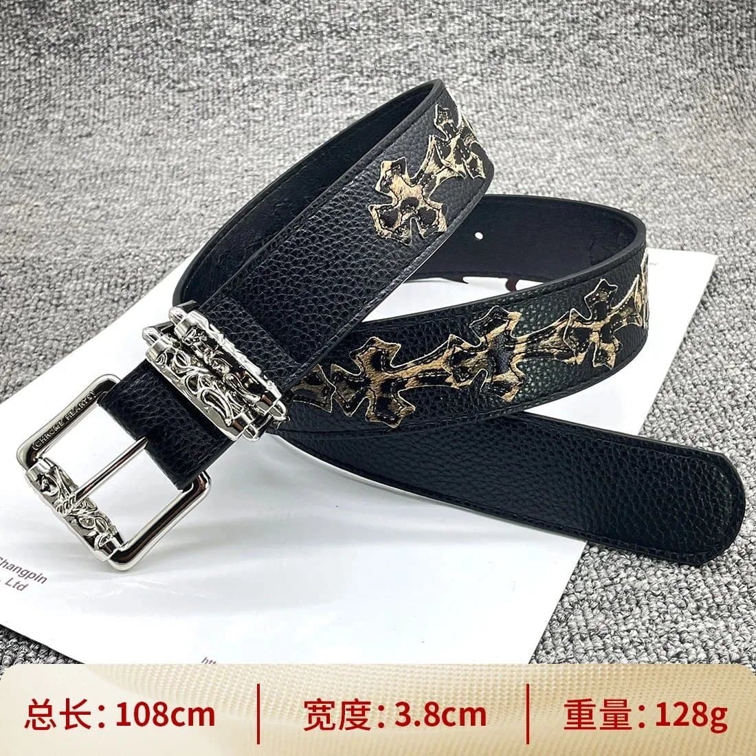 Chrome Hearts Eagle Cross Belt Studded — 【15个豹纹十字108cm】十字架腰带