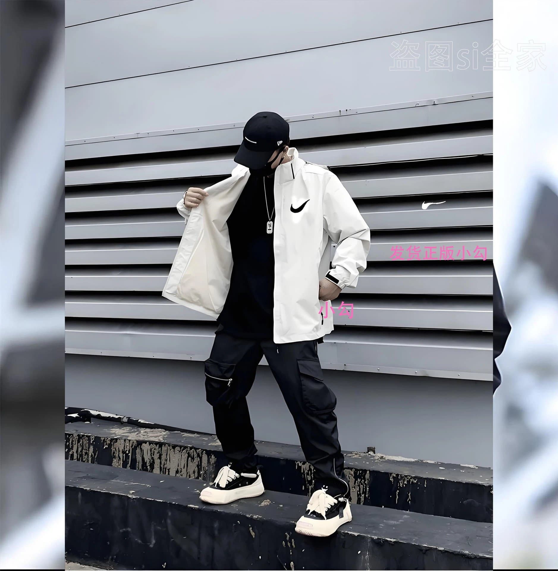 Nike Windrunner Jacket Classic Black — 白色6266小勾单冲