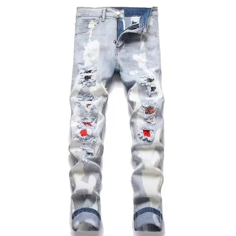 Diesel Slim Fit Jeans Silver Script Print — 浅蓝色K12