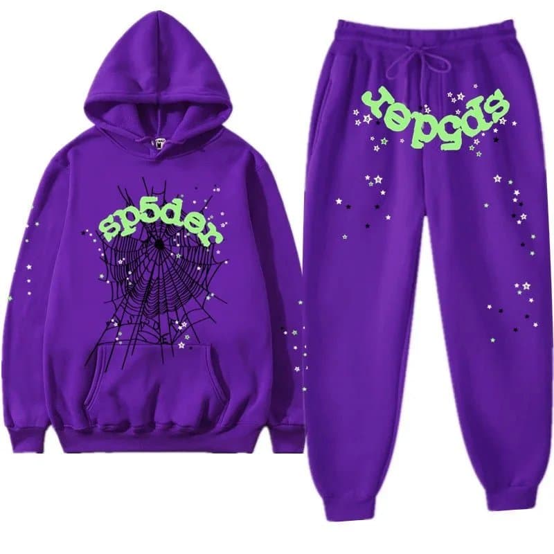 Sp5der Hoodie and Joggers Set Spider Web Logo — 3