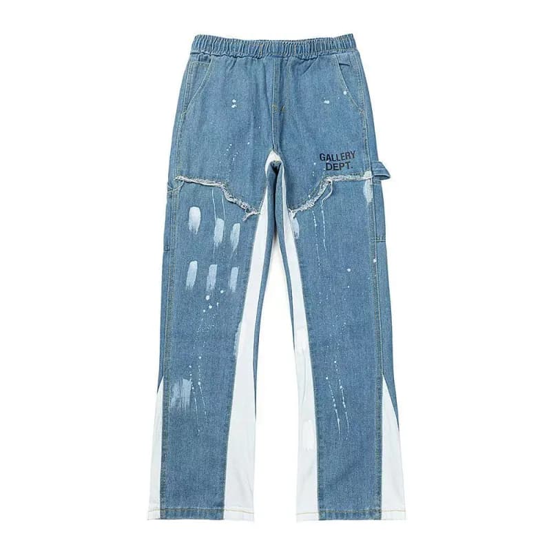 Gallery Dept. Distressed Denim Trousers Paint-Splatter Patchwork