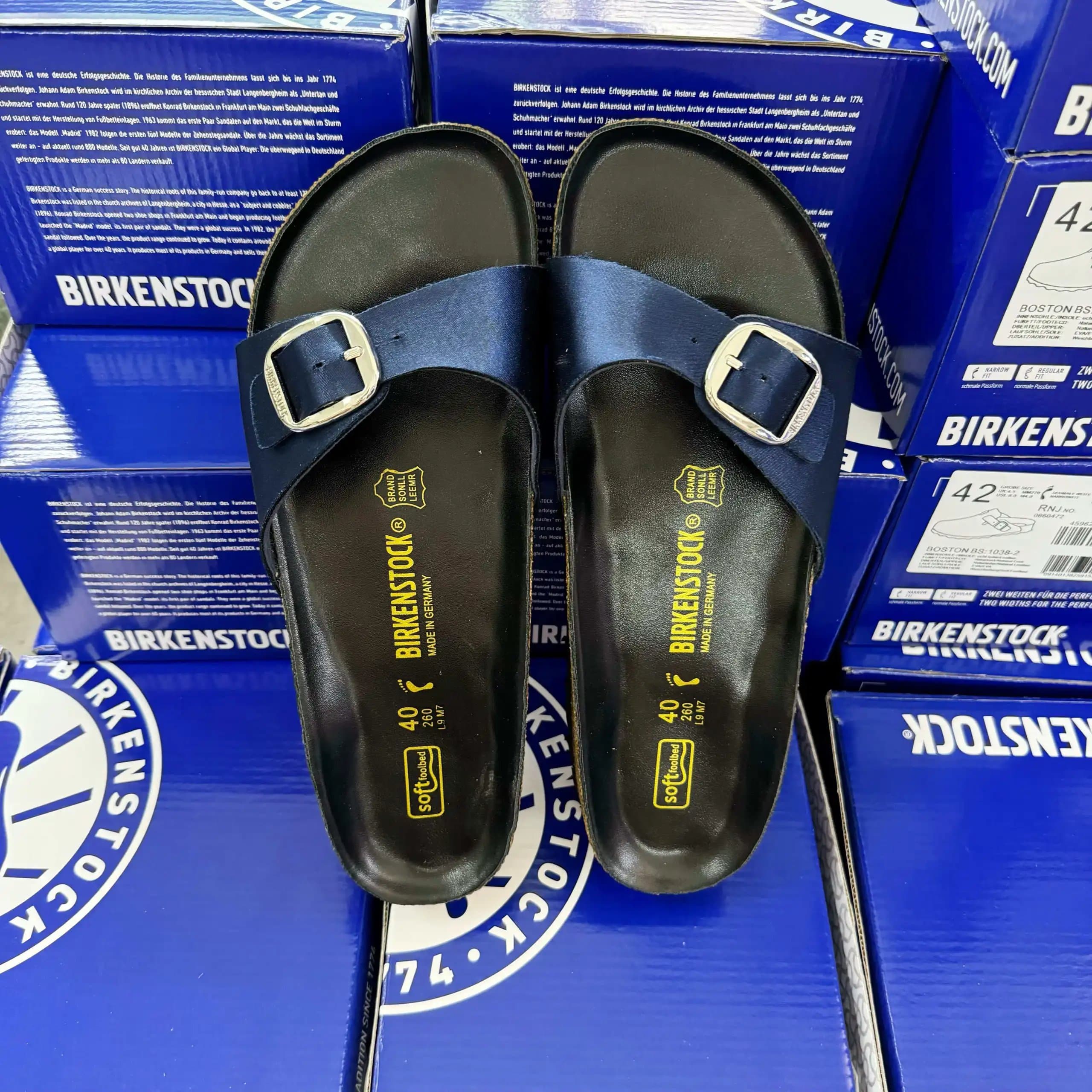 Birkenstock Madrid Buckled Strap — 小单扣高丝蓝镀金贴黑皮