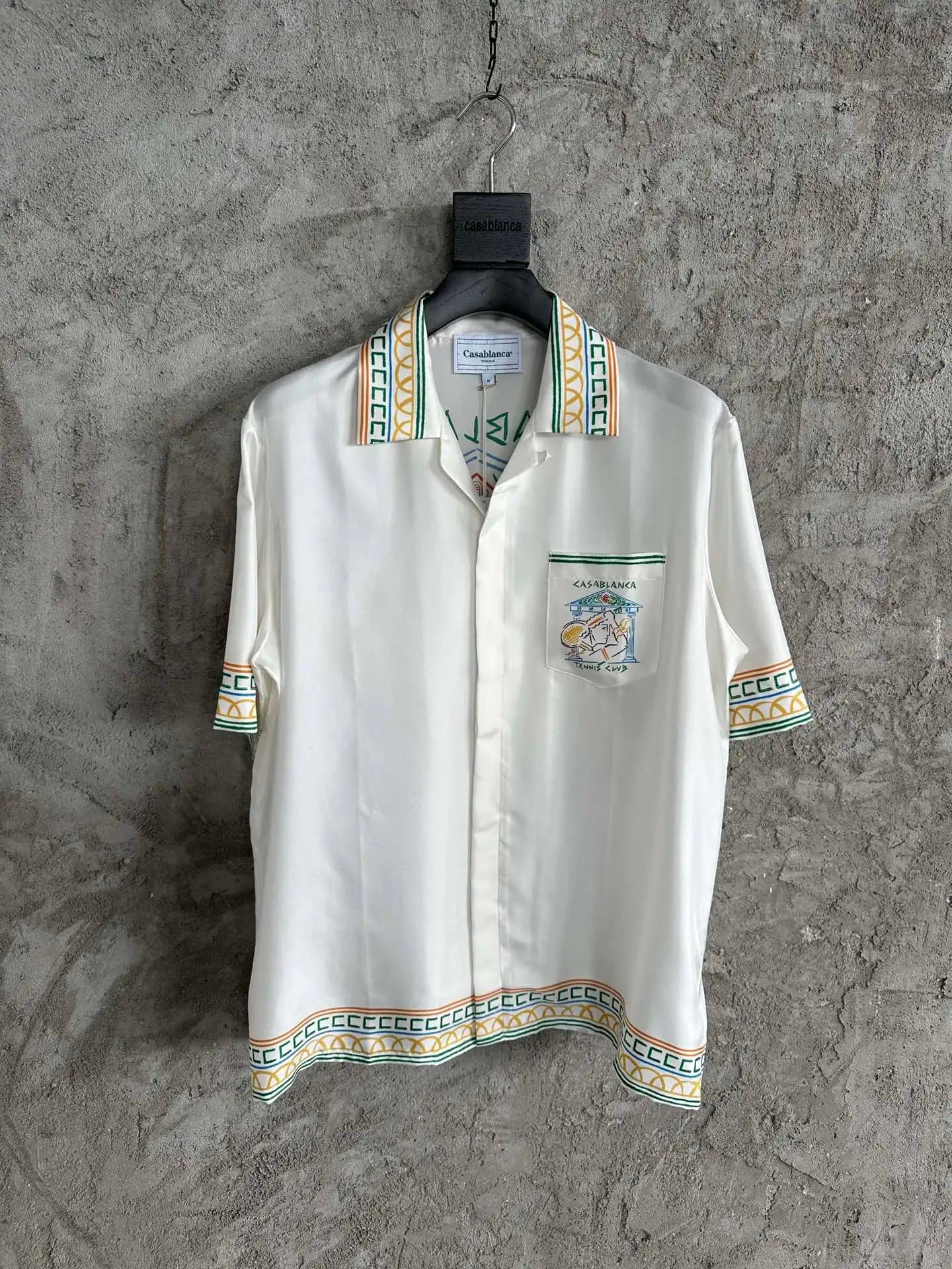Casablanca Tennis Club Shirt Embroidered Collar and Cuff Trim