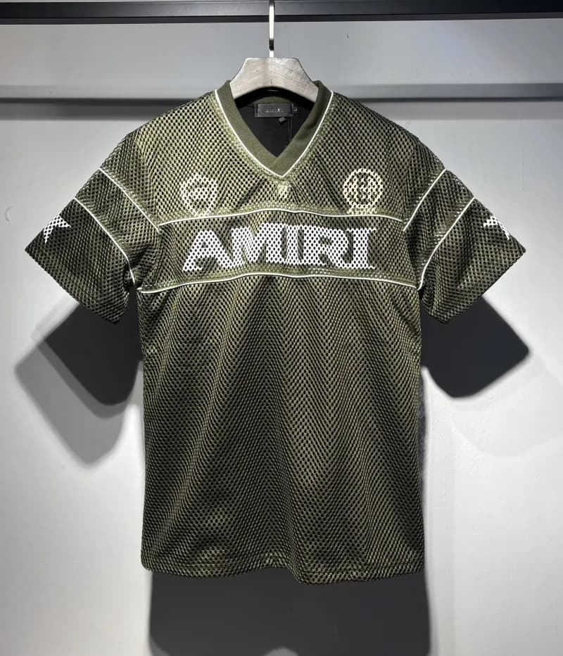 Amiri Short-Sleeve Shirt Distressed Plaid — 69909 military green (double-layer workmanship)