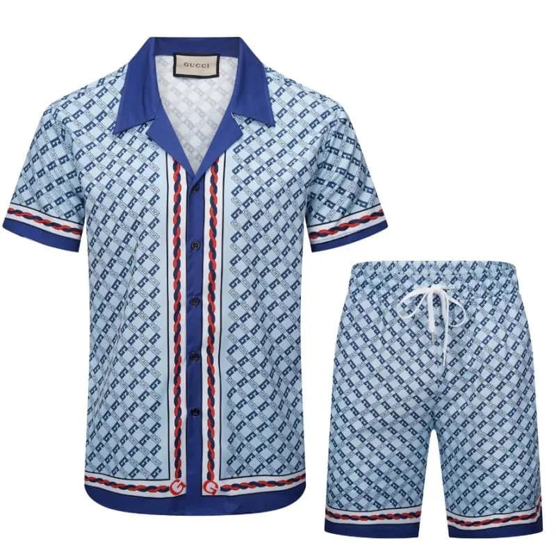 Gucci Printed Short Set GG Pattern with Web Trim