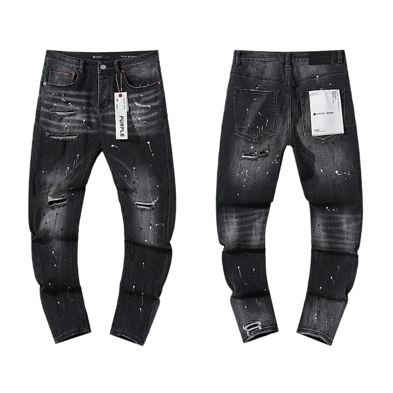 Distressed Slim Fit Jeans Paint Splatter & Ripped