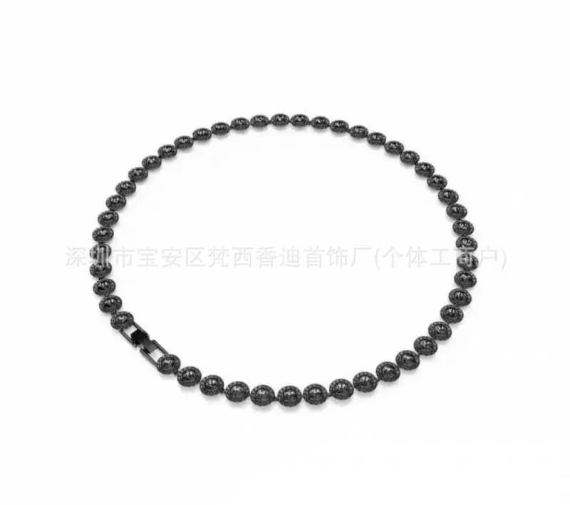 Chrome Hearts Ball Chain Necklace Black Crystal Bead