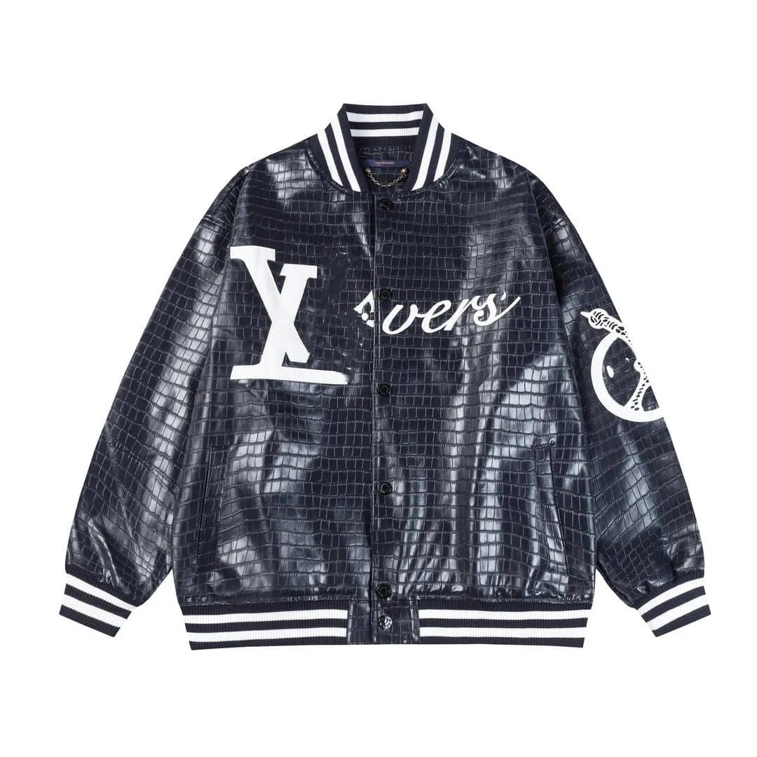 Louis Vuitton Crocodile-Embossed Varsity Jacket LV x Versace Collaboration