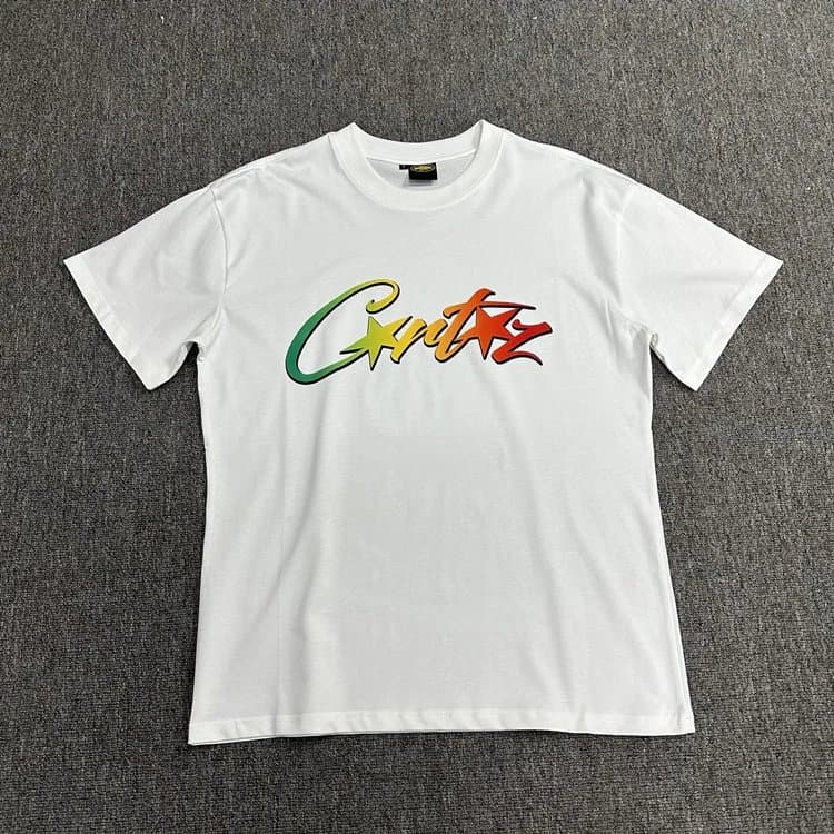 Logo Tee Corteiz Script — 3112 White on Color