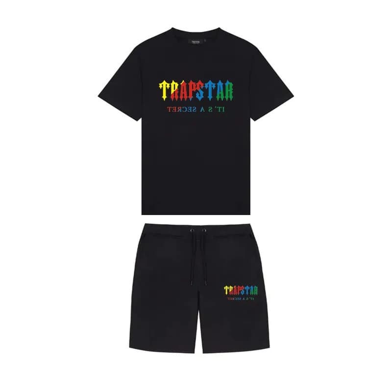 Trapstar Logo Tee & Shorts Set Orange Logo — 8