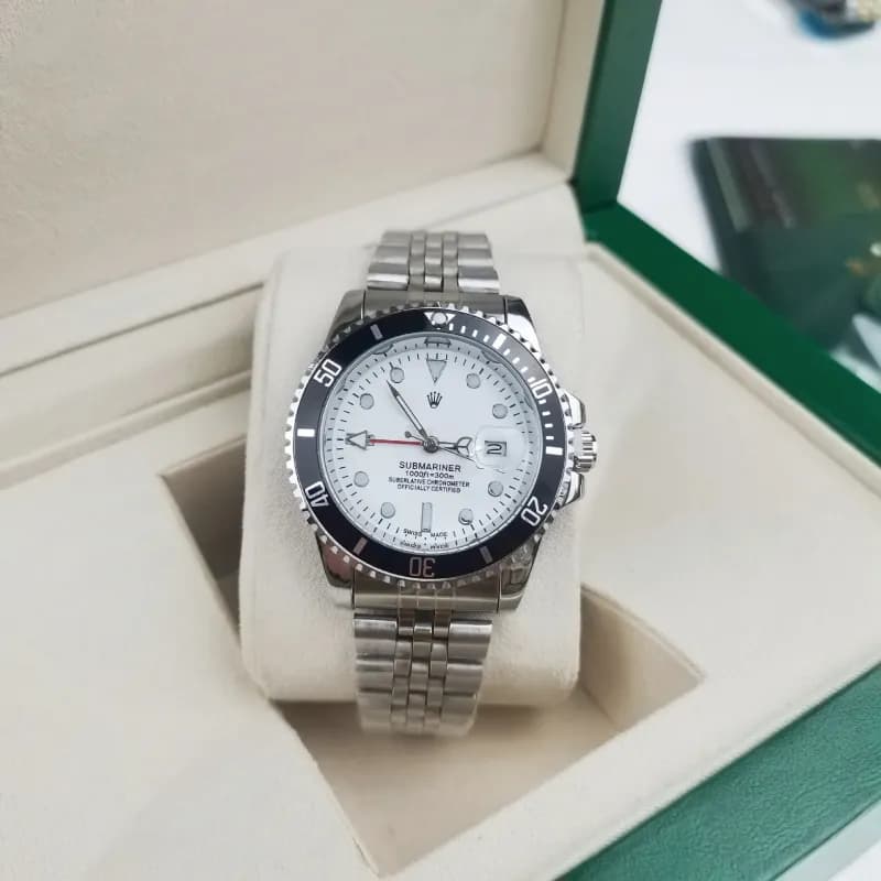 Rolex GMT-Master II Black Ceramic Bezel — Four-pin water ghost, five-bead silver strap, black circle, white water ghost