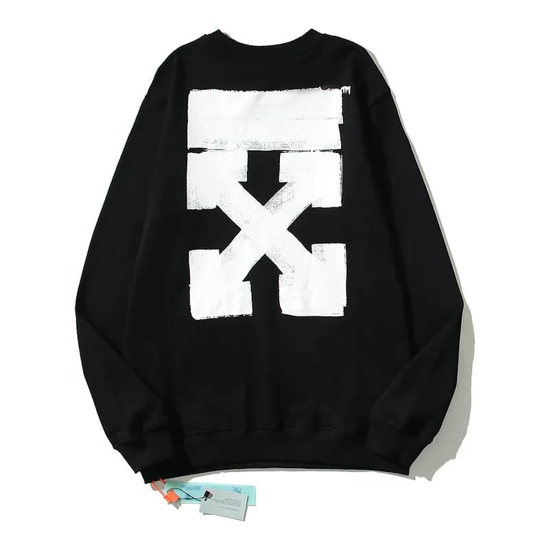 Off-White Cotton Sweatshirt Blue Arrow Print — 2073黑色