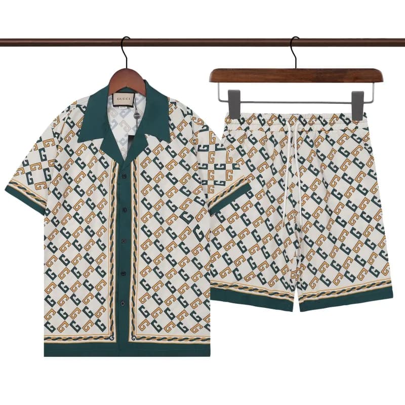 Prada Short-Sleeve Shirt Contrast Trim — Q208 set picture color