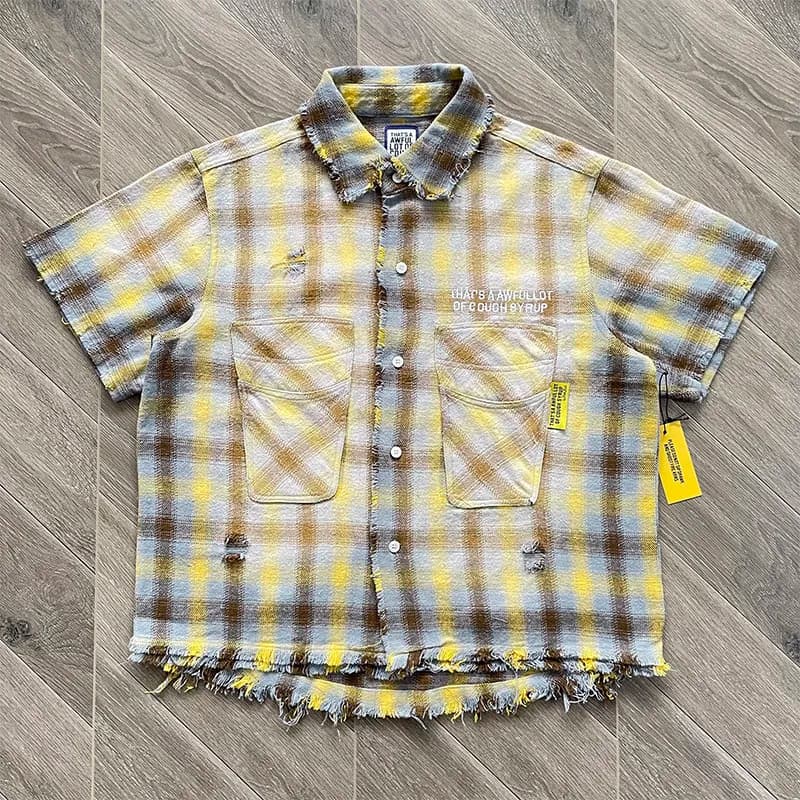 Amiri Short-Sleeve Shirt Distressed Plaid