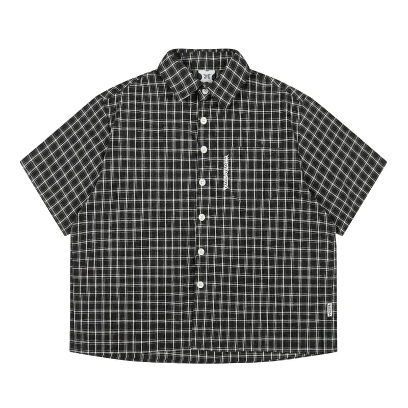Gallery Dept. Short-Sleeve Button-Up Shirt Grid Check — t057黑色