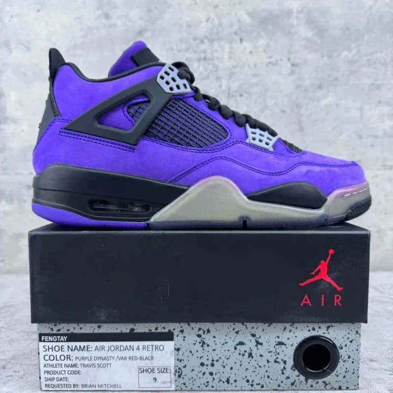 Travis Scott Air Jordan 4 Retro Purple Dynasty / Varsity Red-Black