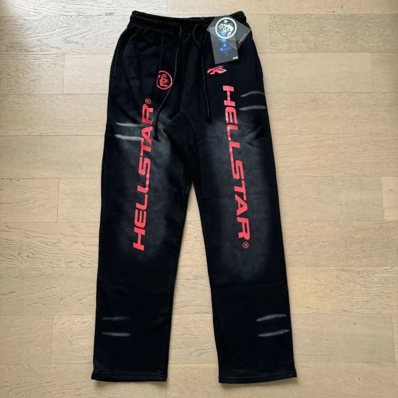 Reebok Flame Sweatpants Black with White Flame Print — 750 黑色