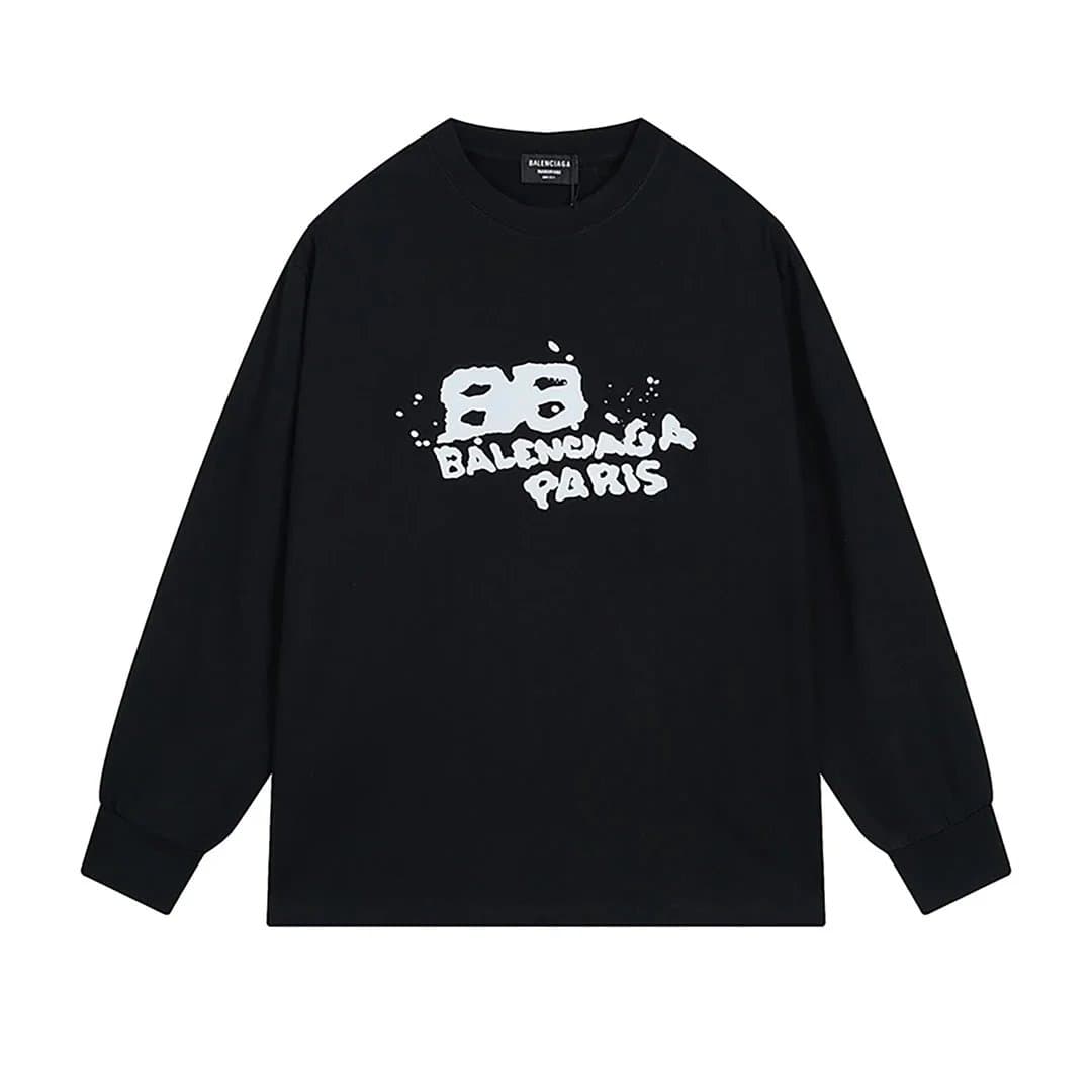 Balenciaga Crewneck Sweatshirt Logo Embroidered — 12黑色