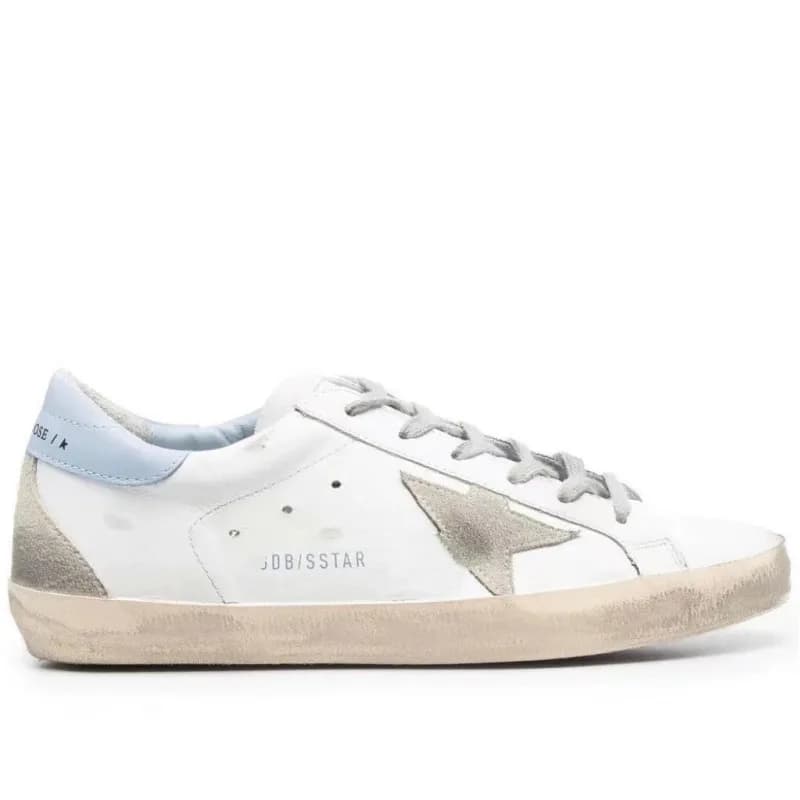 Golden Goose Superstar Distressed White Grey — 浅蓝尾