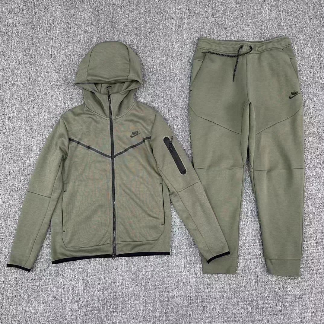 Nike Tech Fleece Joggers Red with Black Panel — 灰绿002