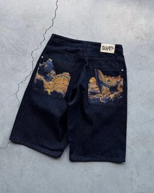 Denim Shorts Embroidered Back Pockets