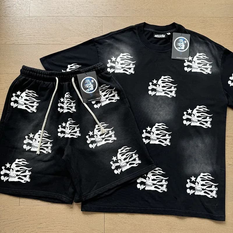 Hellstar Flame Graphic Set Washed Grey — 6726-787套装
