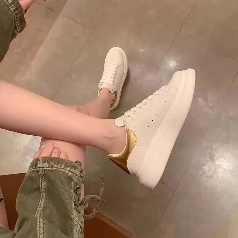 Alexander McQueen Oversized Sneaker White with Gold Heel Tab
