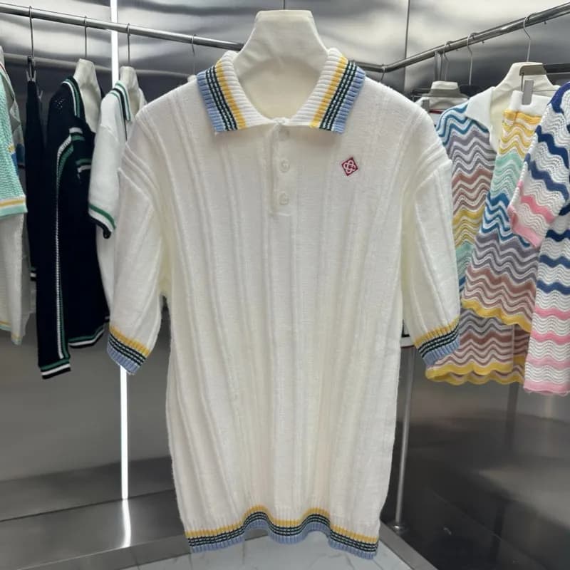 Off-White Knit Polo Dress Multi-Color Zigzag — 105-01