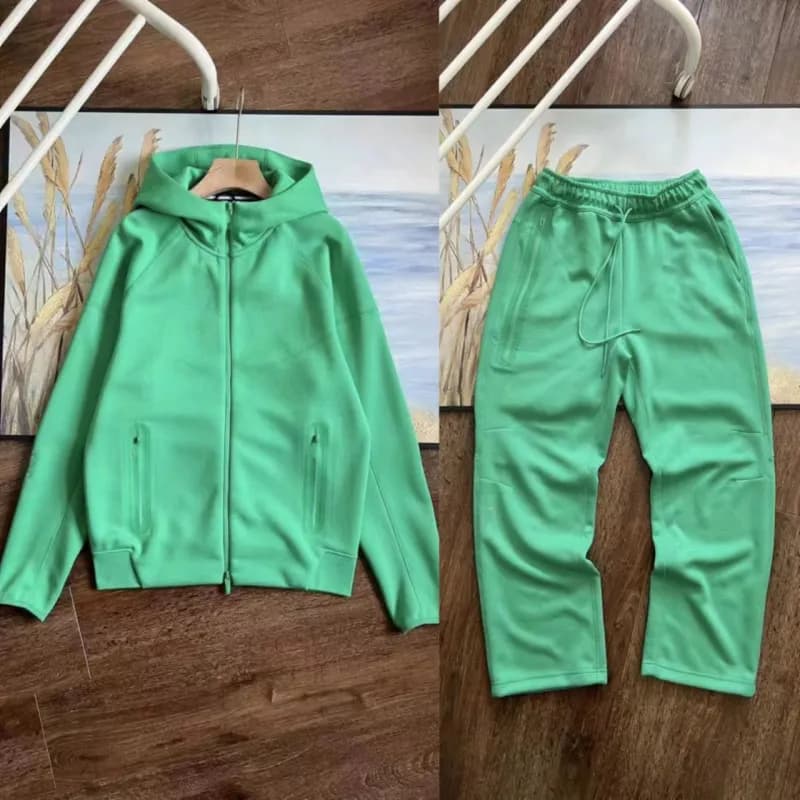 Nike Tech Fleece Hoodie and Joggers All Black — Green