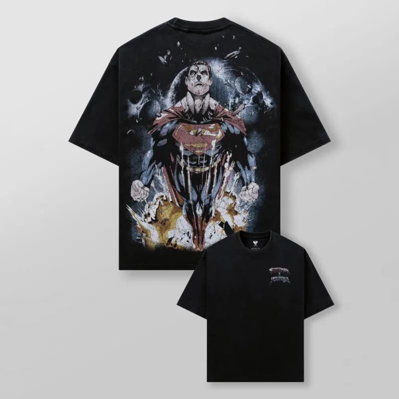 Marvel Superman Graphic Tee Distressed Hero Print — DYYLST020
