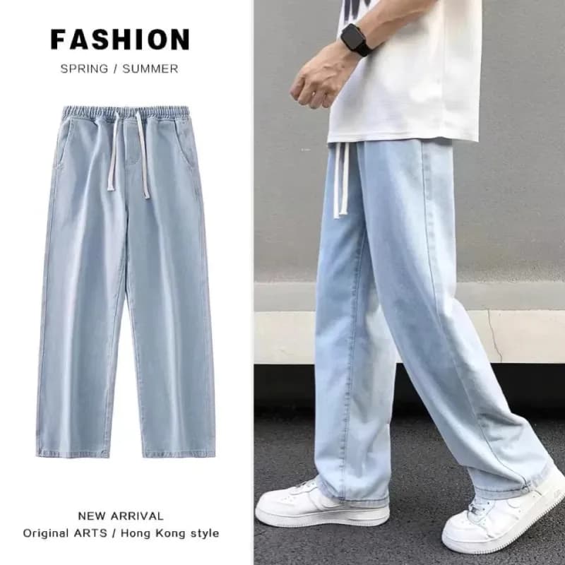 Wide-Leg Drawstring Pants Hong Kong Style