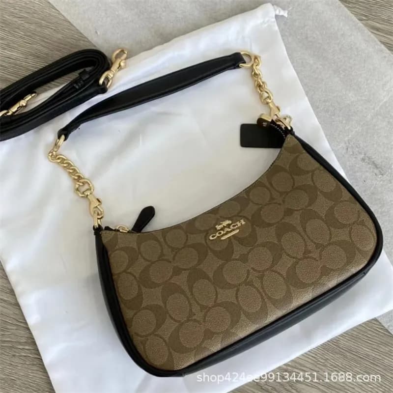 Coach Shoulder Bag Woven Raffia — 老花黑边